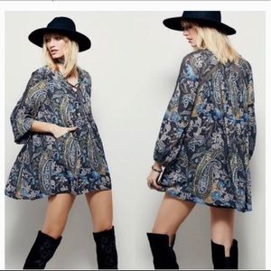 Free People Rain Or Shine Floral Paisley Mini Dress size Small